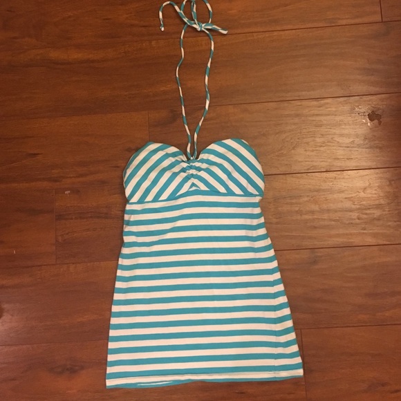 Striped Aqua small halter top