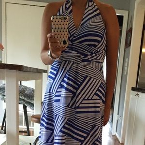Blue & white maxi dress