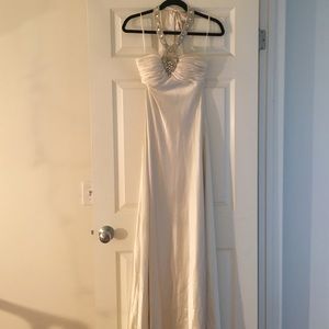 Floor length ivory beaded dress from Nordstrom