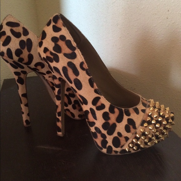 Leopard Print Studded Heels