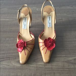 Jimmy Choo pumps with red rose detailing!