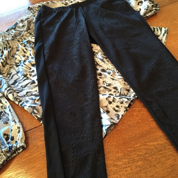 Leggings black paisley brocade thick fabric - Picture 2 of 3