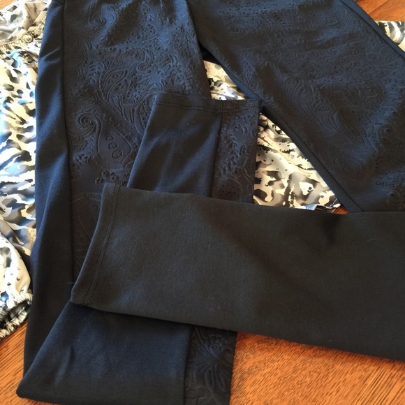 Leggings black paisley brocade thick fabric - Picture 3 of 3