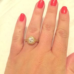 Swarovski size 7, gold ring.