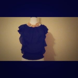 ⚡FLASH SALE⚡️DKNY JEANS Ruffled Black Blouse small