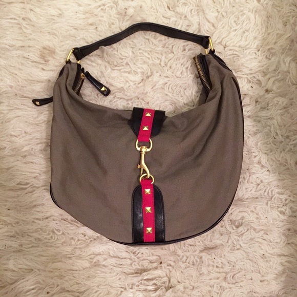 Gold-Studded Army Green Hobo Bag