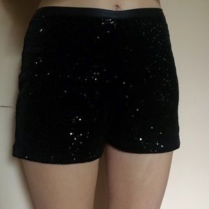 Black sequin shorts