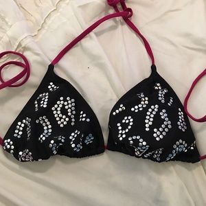 Leopard print stud bikini top