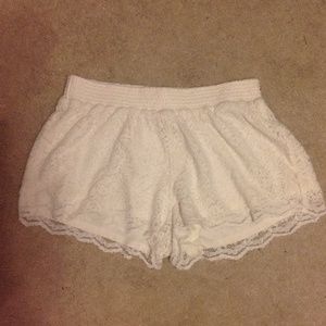White lace shorts