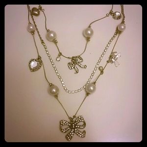 Betsey Johnson Bow and Pearl Necklace