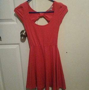 Coral, bow cotton dress