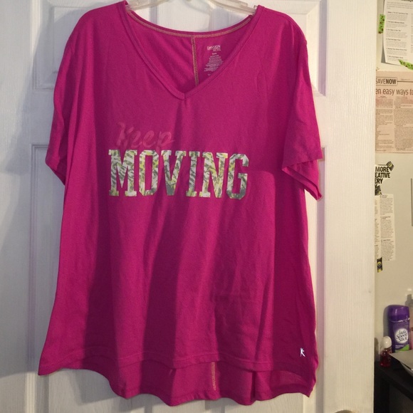 Pink short sleeve plus size workout top