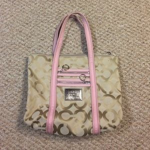 Coach Tote Bag - Poppy Collection (Tan & Pink)