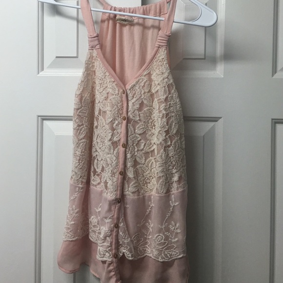 Light pink and cream lace tank top size small