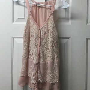 Light pink and cream lace tank top size small