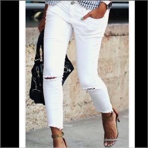 Free people white cut out jeans