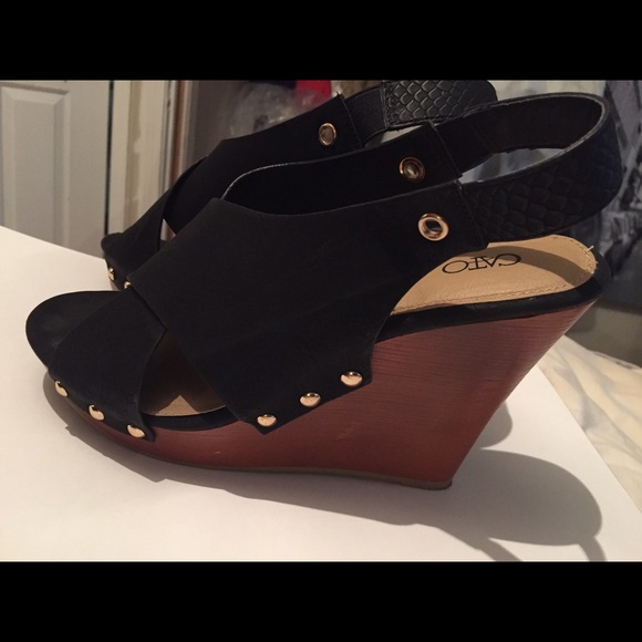 Black wedges worn twice