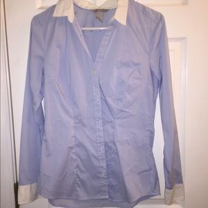 H&M button up blouse with white collar & cuffs