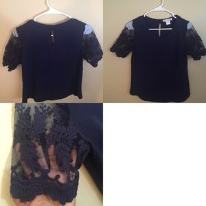 A'GACI Sheer Crochet Blouse
