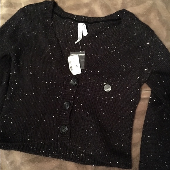 Aeropostale short sweater size S black glittered - Picture 2 of 3