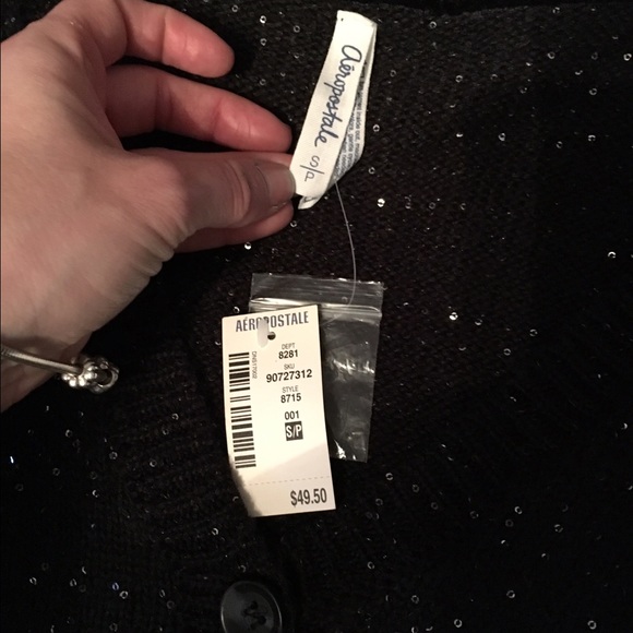 Aeropostale short sweater size S black glittered - Picture 3 of 3