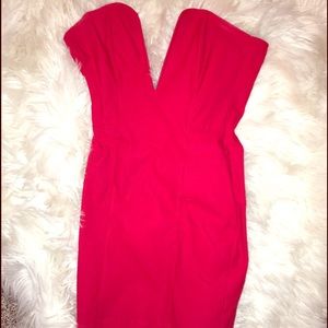 Windsor Red Strapless Deep-V dress