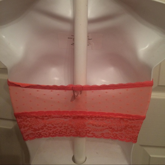 Coral Sheer-back Lace Bandeau - Picture 4 of 4