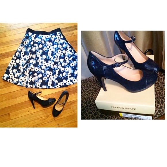 Navy Blue Suede with PattenLeather toe pumps