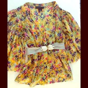 Floral print button down top