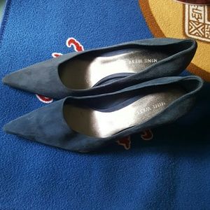 Blue suede 2 inch heels