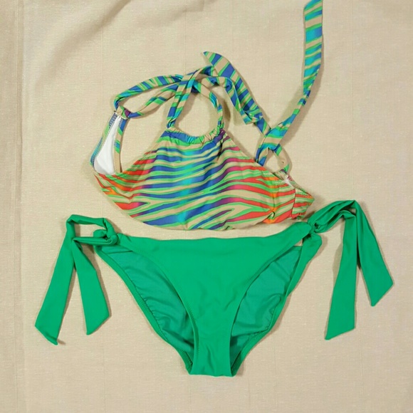 Two-piece halter top swimsuit
