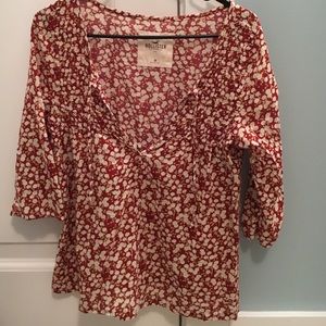 flower blouse V-neck