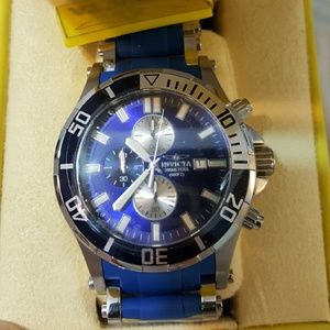 Invicta blue and silver divers watch