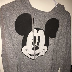 Disney Merch Gray Thin Mickey Crop Sweatshirt