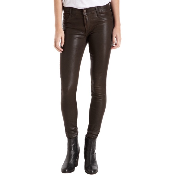 James Jeans coated skinny jeans. Dark brown.