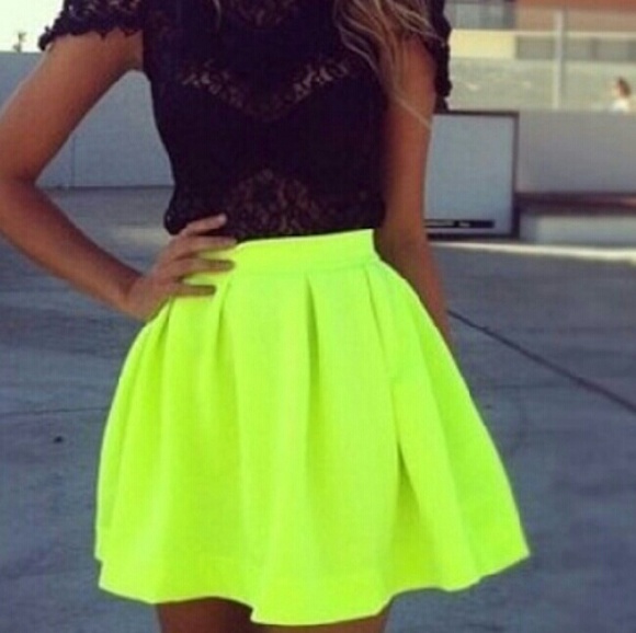 Neon Pleated Skirt
