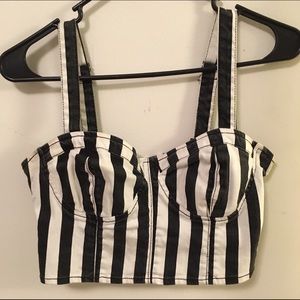 Striped Denim Crop Top