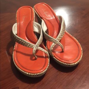 Cole Haan Leather & snakeskin wedges!