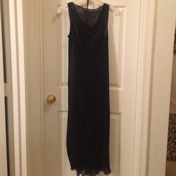 Little black dress.. sheer outer w silk camisole.