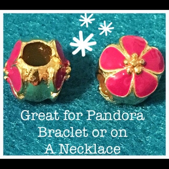 NWOT Gold & Fuchsia Cherry Blossom European Charm