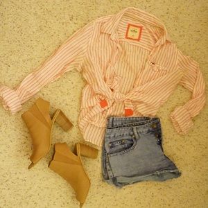 Pink stripped button down