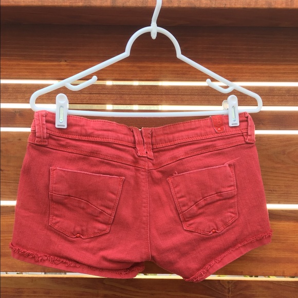 Red jean shorts. - Picture 2 of 3