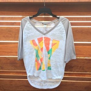 Flowy baseball tee top.