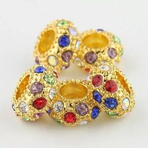 NWOT Gold w/Colored CZ European Charms