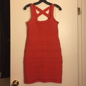 Shimmer crisscross back bandage dress