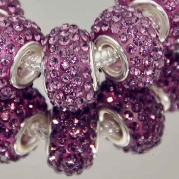 NWOT Sparkly Pink Pave Crystal European Charm