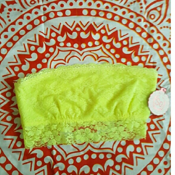 NWT neon yellow lace bandeau bralette summer rave