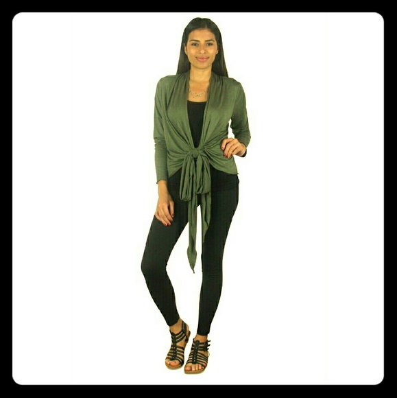 Adorable olive green wrap cardigan