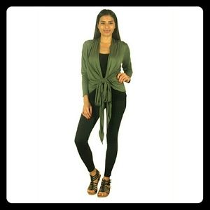Adorable olive green wrap cardigan