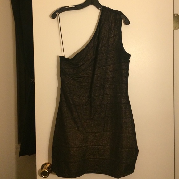 Express Dresses & Skirts - Black bandage dress with gold undertone shimmer